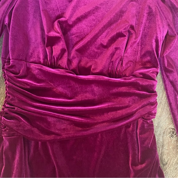 Lauren Ralph Lauren Dress Women 16 Purple Velvet Ruched Puff Sleeve Cocktail NEW - Picture 8 of 13